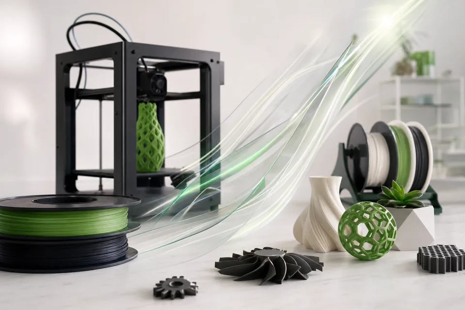 Концептуална визуализация на 3D принтиране към case study за 3DLarge